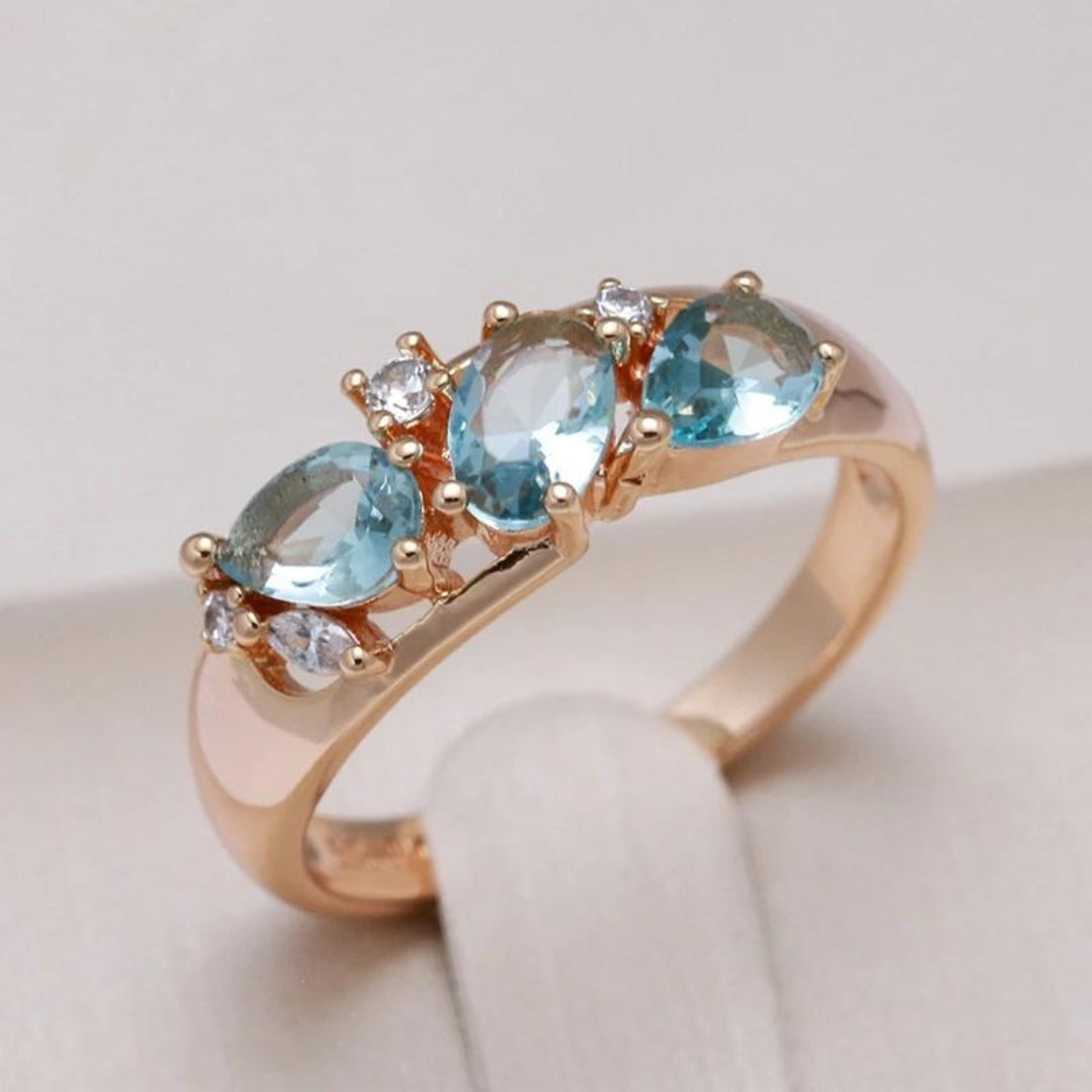 Blue Zirconium Ring in Gold