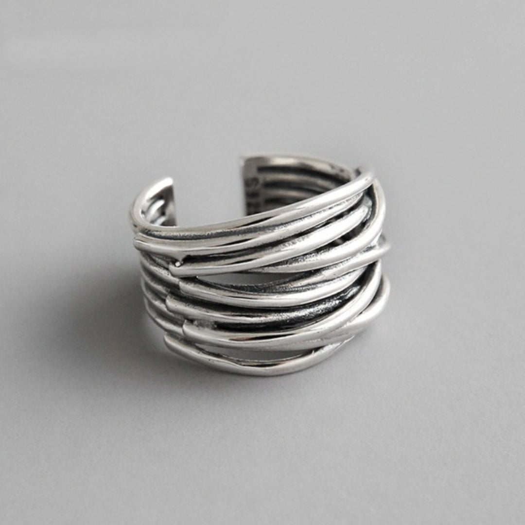 Adjustable Stacked Silver Ring