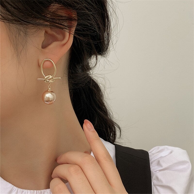 Gold Pearl Earrings