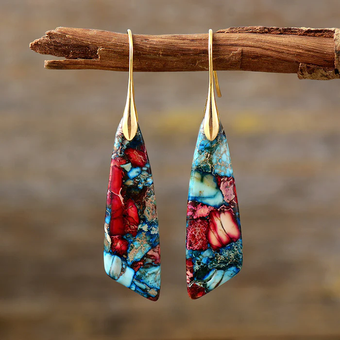 Vintage Earrings with Colorful Stones