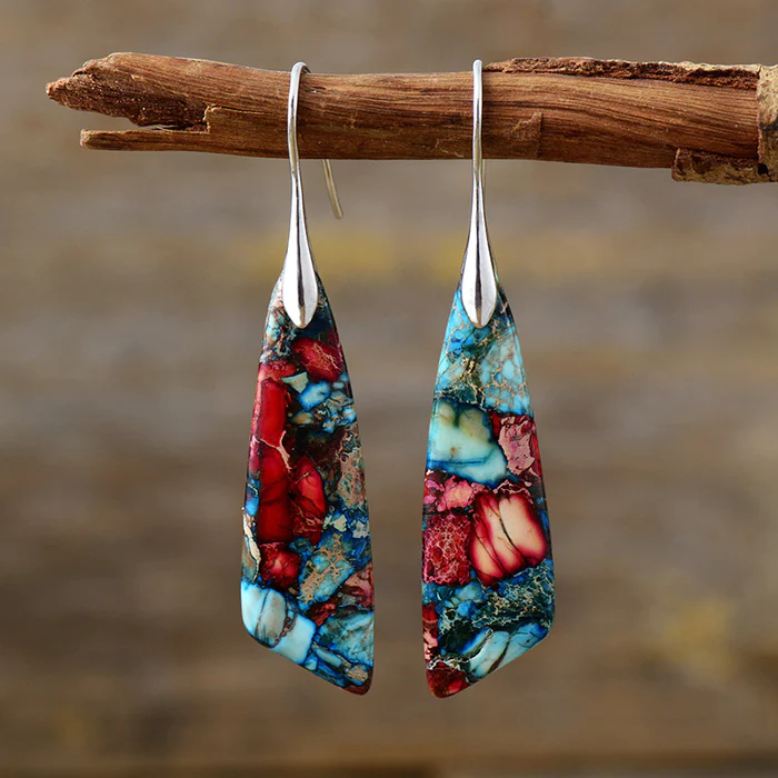 Vintage Earrings with Colorful Stones