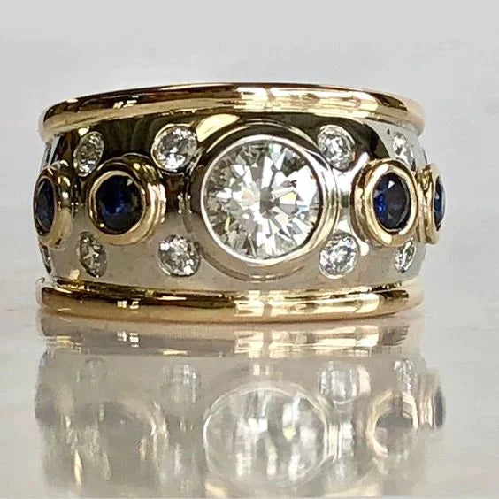 Vintage Gold-Inlaid Zirconia Ring