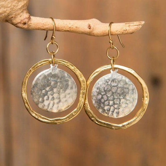 Vintage Round Gold and Silver Earrings