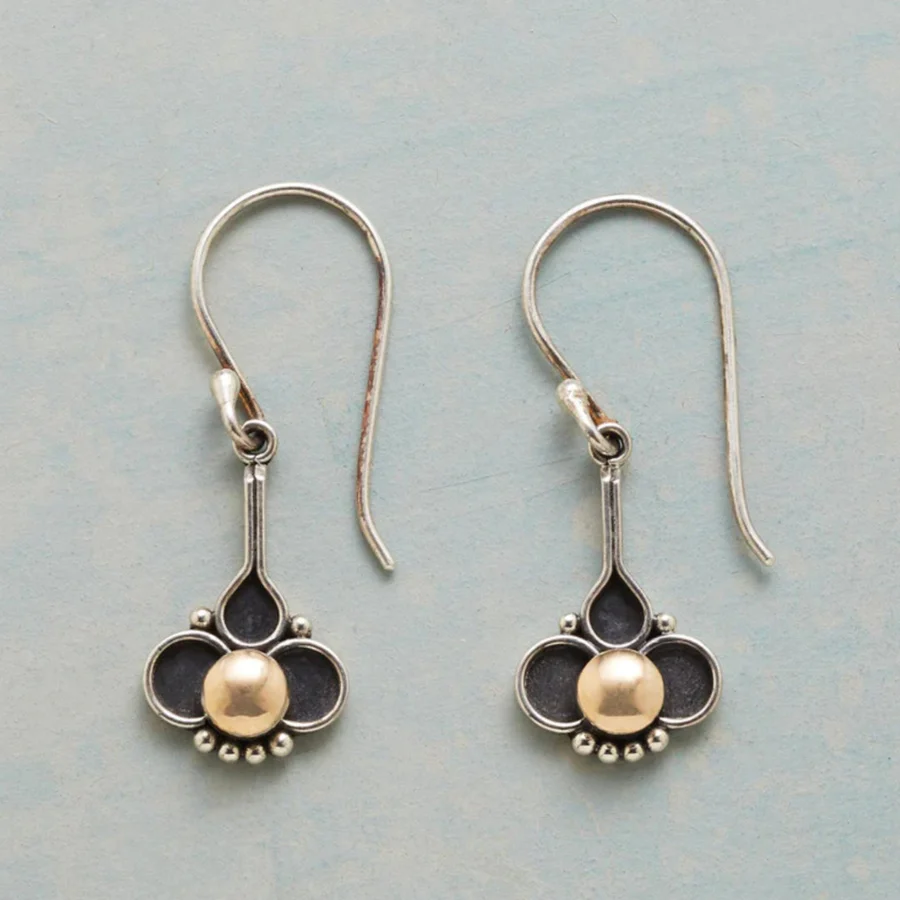 Silver Earrings Pearl Clover Bohemian