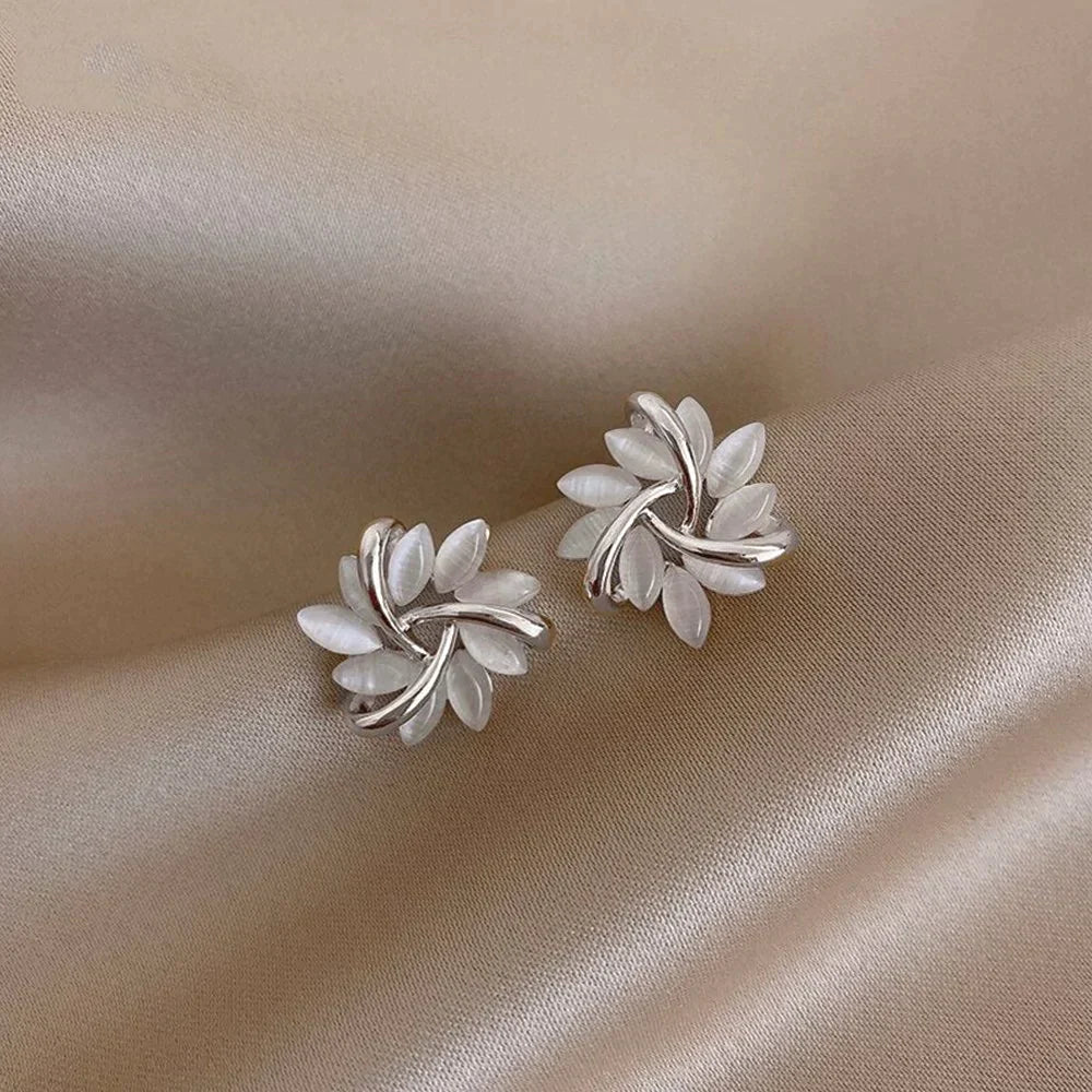 Elegant and Exquisite Circle Stud Earrings in Opal Petal Gold (Buy 1, Get 1 free)